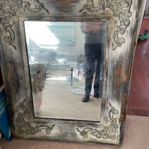 Beautiful distressed wood framed mirror